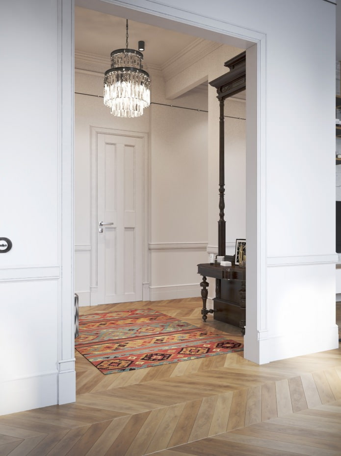 Pasillo en el proyecto de diseño de un apartamento de 100 m².