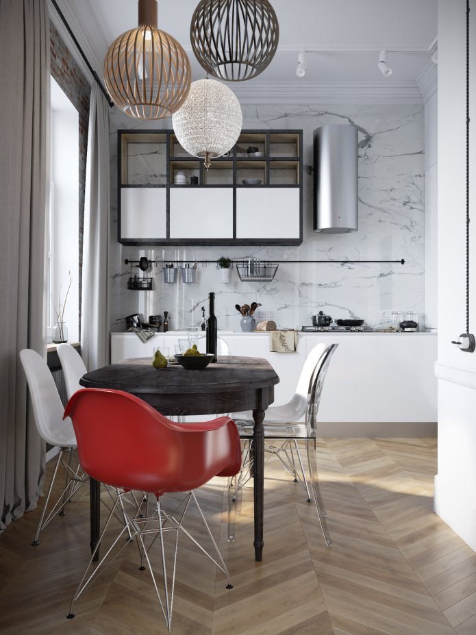 Cocina en el proyecto de diseño de un apartamento de 100 m².