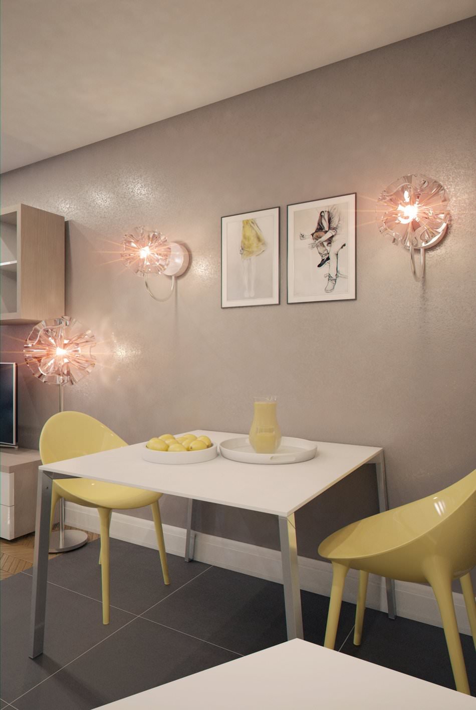 interior de un pequeño estudio de 28 m2.