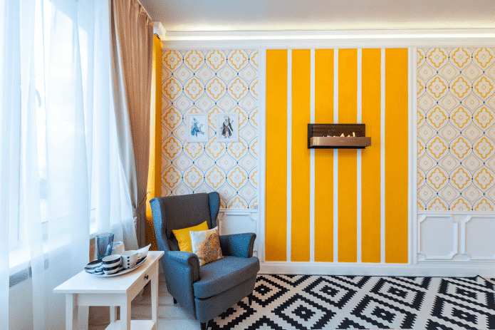 papel pintado a rayas y estampados