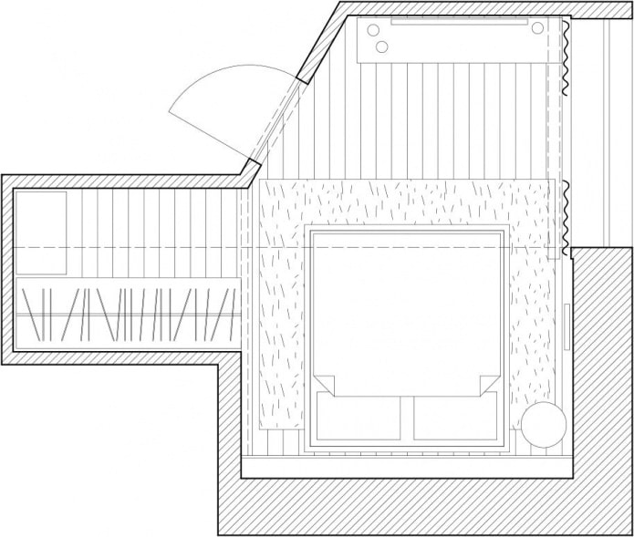 diagrama de distribución del dormitorio en el ático