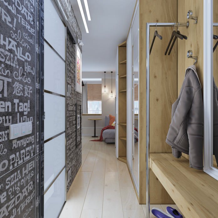 Pasillo en un estudio compacto de 18 m².