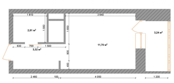 Distribución del estudio de 18 m².