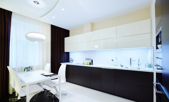 cocina minimalista con muebles en blanco y negro 