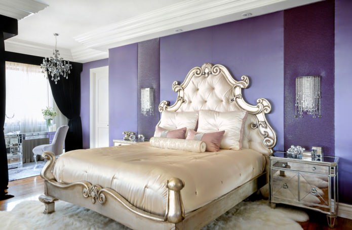dormitorio morado de estilo clásico