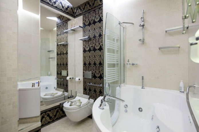 Diseño de una bañera esquinera de estilo moderno