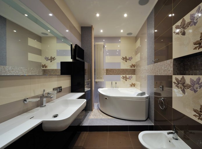 Interior de baño con podio de estilo moderno