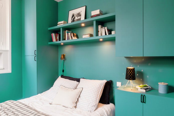 dormitorio en turquesa