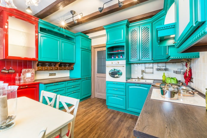 Conjunto de cocina de dos tonos brillantes