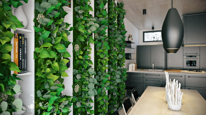 pared verde en la cocina