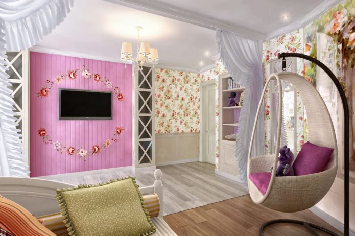 silla colgante de suelo en una habitación infantil