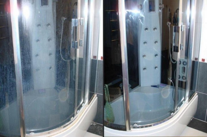 Ducha antes y después del tratamiento con Cilit Bang