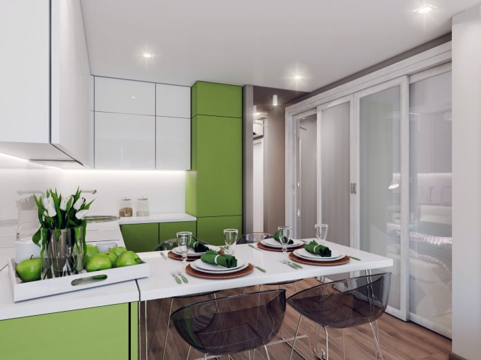 cocina-salón verde