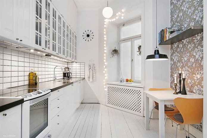 Diseño de papel pintado para cocinas pequeñas