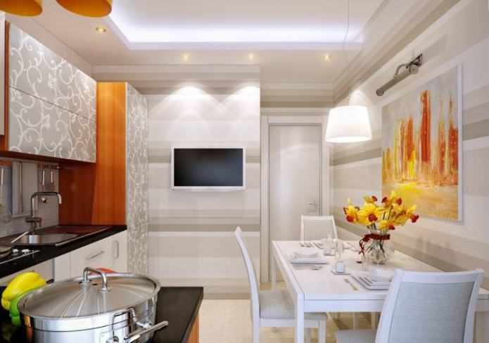 papel pintado beige para cocinas pequeñas