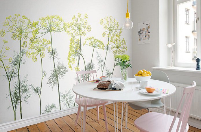 papel pintado blanco con estampado