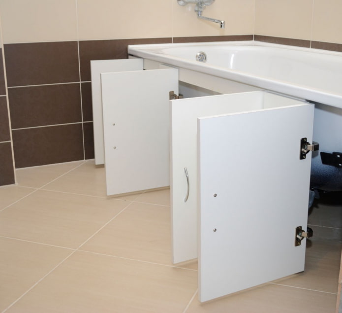 puertas batientes debajo de la bañera