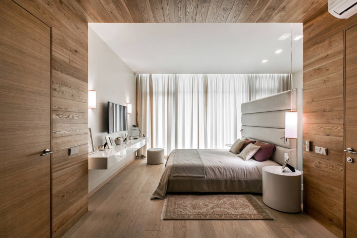 Zonificación del dormitorio con acabado