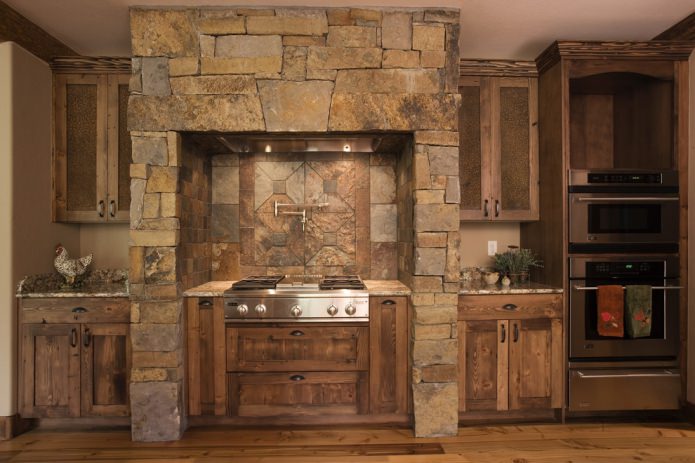 decoración de cocina de piedra