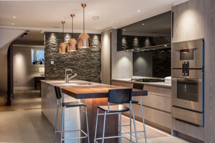 pared de pizarra en una cocina moderna
