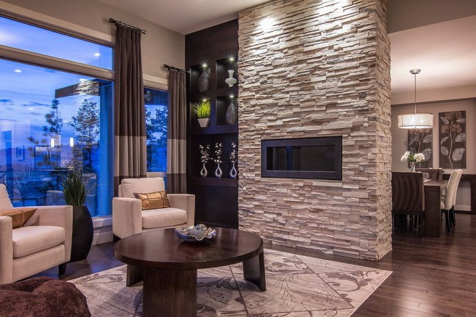 acabado decorativo de piedra en el interior