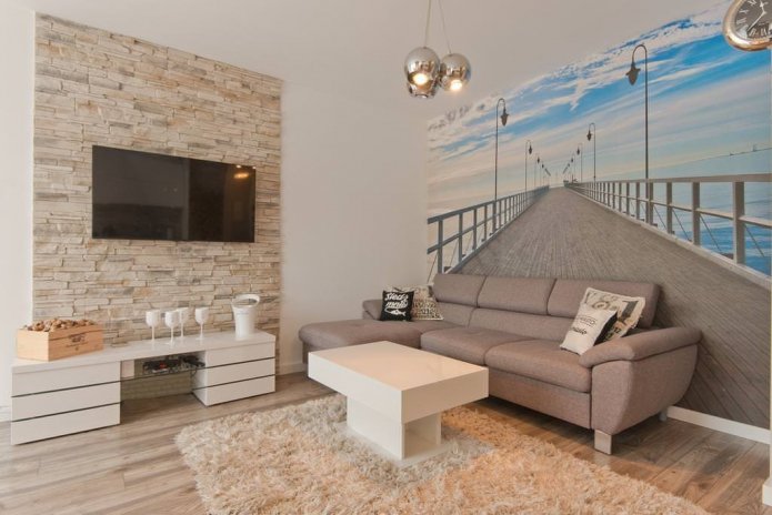 Revestimiento de piedra decorativa con papel pintado fotográfico