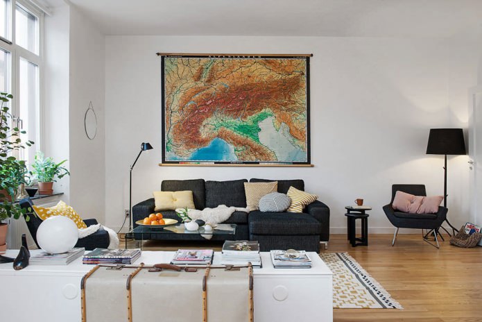 mapa en el interior de la sala de estar