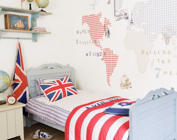 Mapa del mundo en la habitación infantil