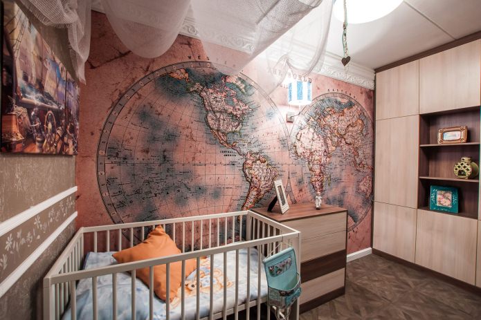 mapa del mundo en el interior infantil