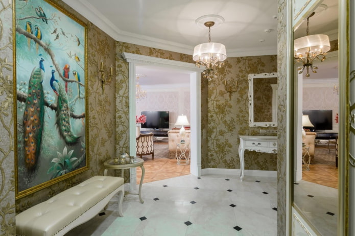 pintura en el interior de un pasillo clásico