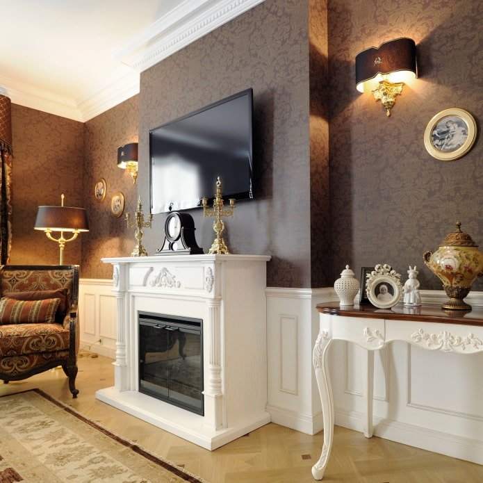 salón con chimenea