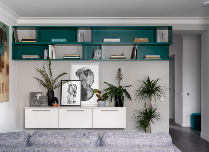 esquema de colores de las estanterías en el interior