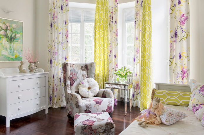 Combinación de diferentes patrones en cortinas