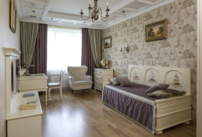 dormitorio de una adolescente en un estilo clásico