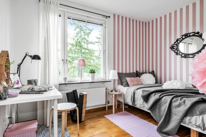 Dormitorio de adolescente en estilo escandinavo