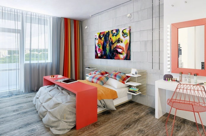 dormitorio para una adolescente en estilo loft