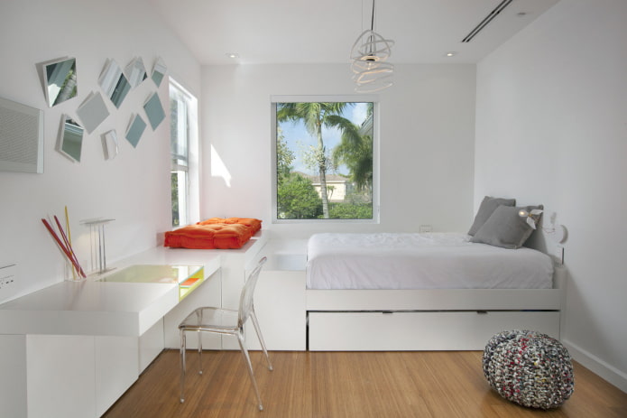 Dormitorio de adolescente en estilo minimalista