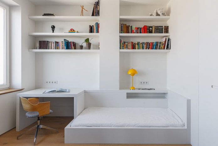 Dormitorio de adolescente en estilo minimalista