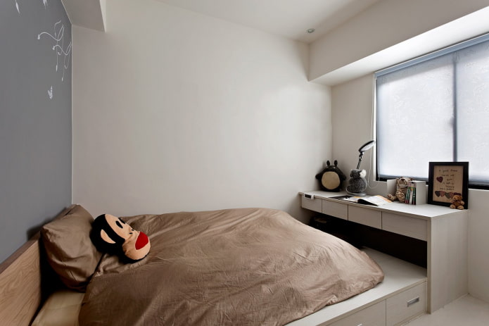 Dormitorio de adolescente en estilo minimalista