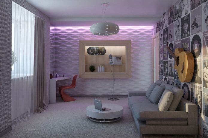 Dormitorio de adolescente en estilo tecnológico