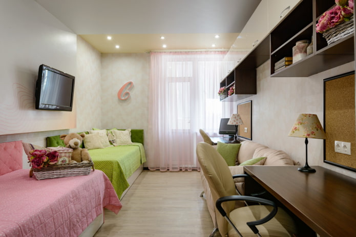 Diseño de dormitorio para dos colegialas