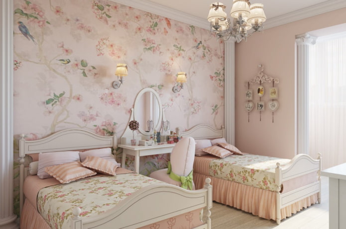 Dormitorio para dos chicas en estilo provenzal