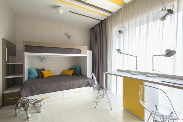 Diseño de dormitorio para dos adolescentes