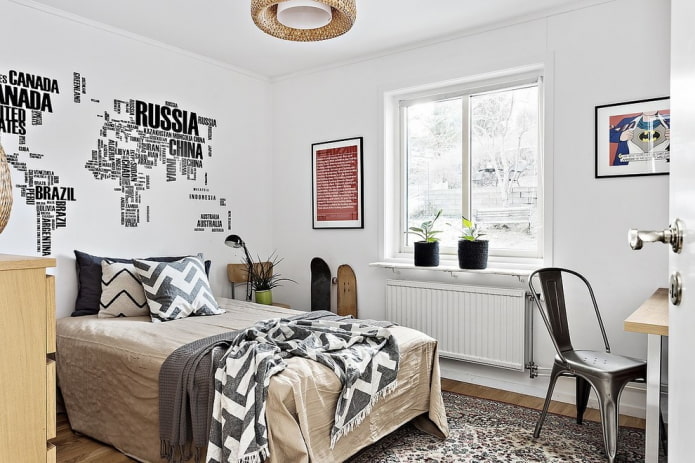 dormitorio para un adolescente en estilo escandinavo