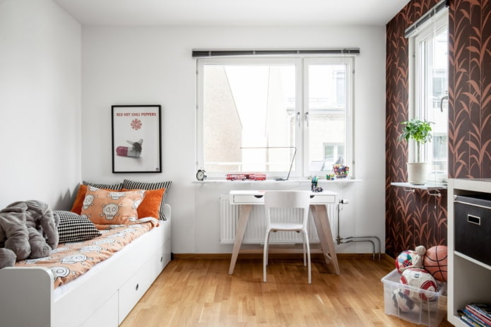 dormitorio para un adolescente en estilo escandinavo