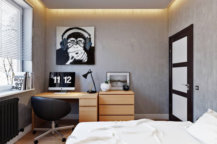 Disposición de muebles en el dormitorio para un adolescente