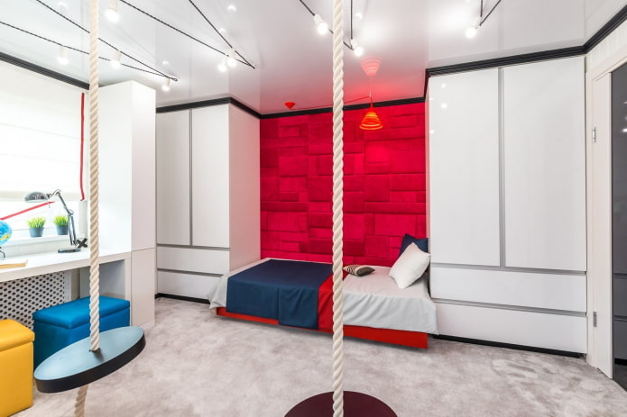 dormitorio de chico adolescente en estilo hi-tech