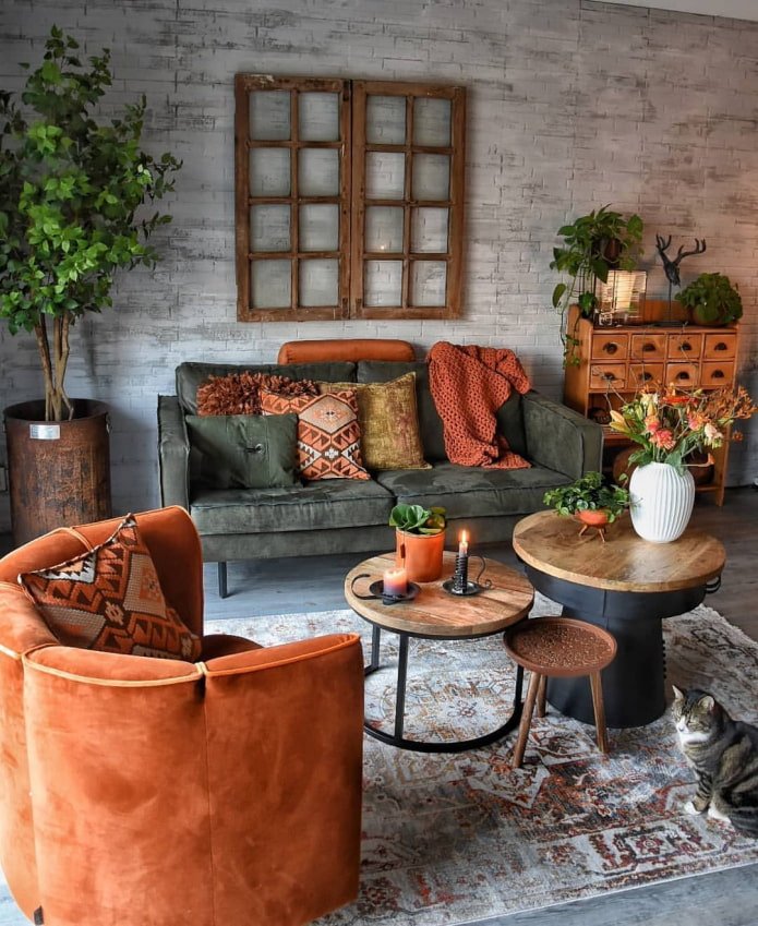 sala de estar en estilo boho