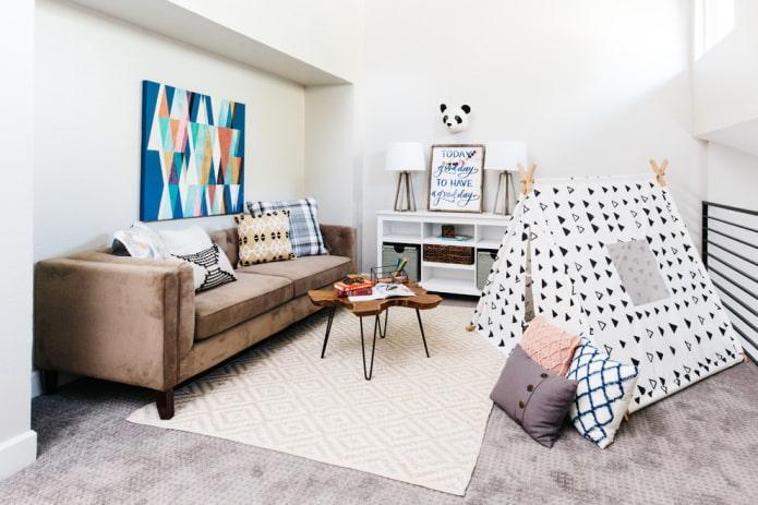 muebles tapizados en la habitación infantil