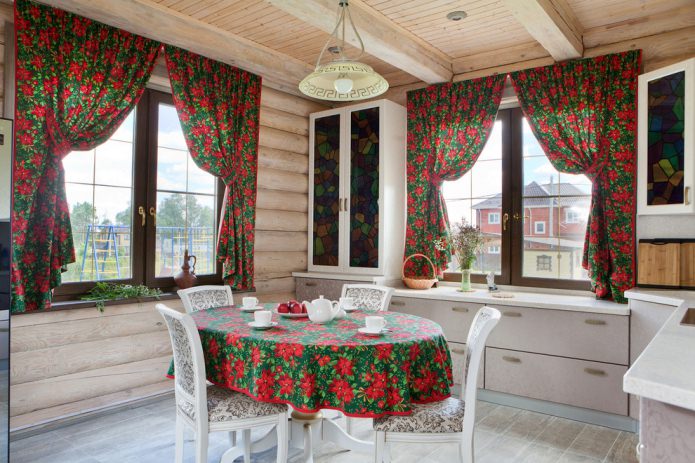 cortinas cortas rojas y verdes con ganchos